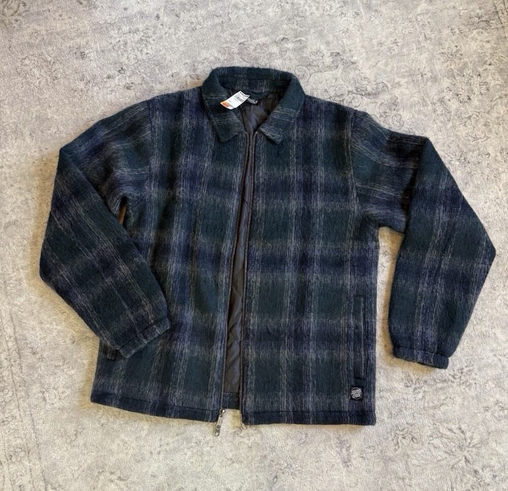 Santa Cruz Jacket Green And Navy Men’s Size XL Tilly’s Hideout Brushed Plaid